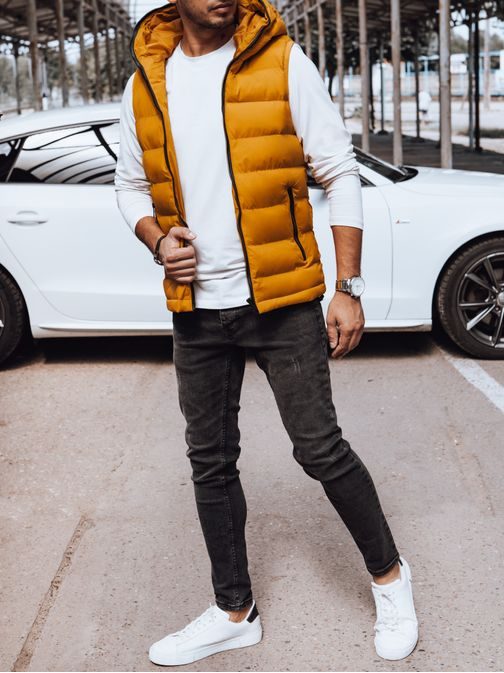 Jedinečná žltá vesta s kapucňou