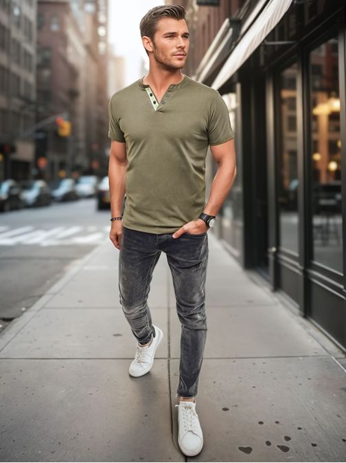 Pohodlná trendy zelená polokošeľa