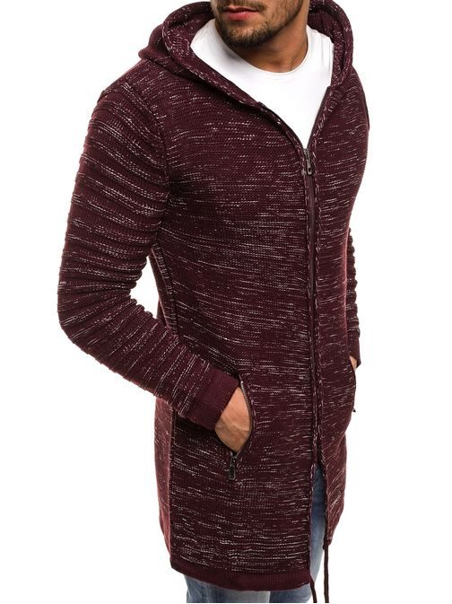 Melírovaný bordový sveter na zips BREEZY B9023S