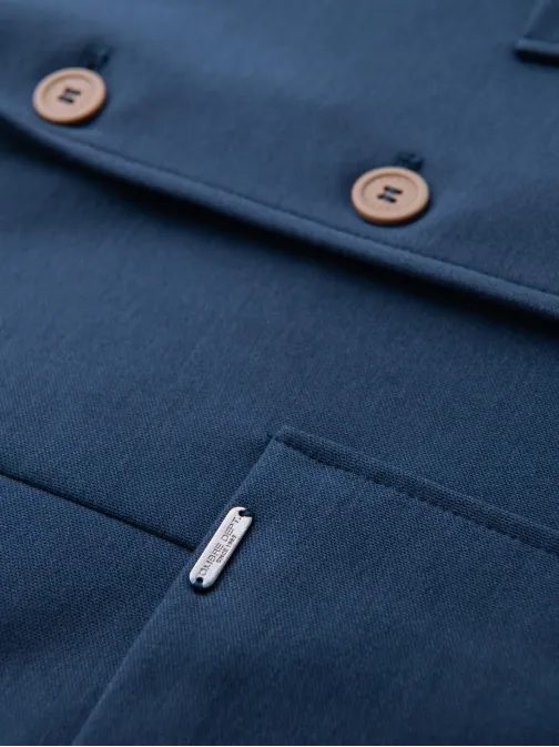 Športové tmavomodré slim fit sako V6 BLZB-0101
