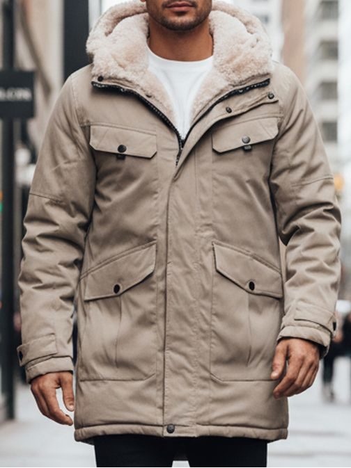 Teplá béžová pánska parka