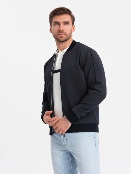 Trendy tmavo modrá bomber bunda V1 JANP-0153
