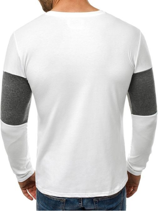 Biele pánske tričko s dlhým rukávom OZONEE JS/1090L