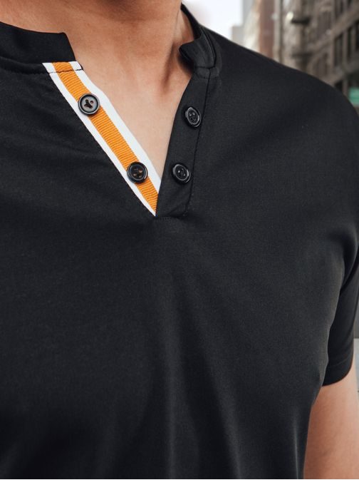 Pohodlná trendy čierna polokošeľa