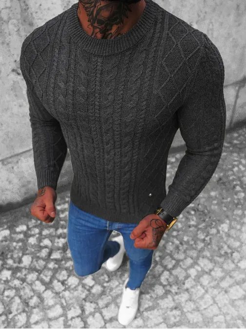 Grafitový sveter s nádherným vzorom NB/MM6010/3