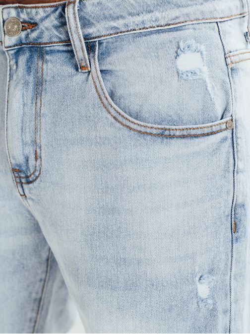 Svetlomodré pánske rifľové kraťasy s odreninami