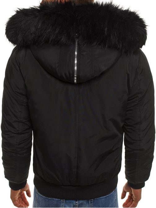 Zimná čierna bunda s kožušinovou kapucňou X-FEEL 88659
