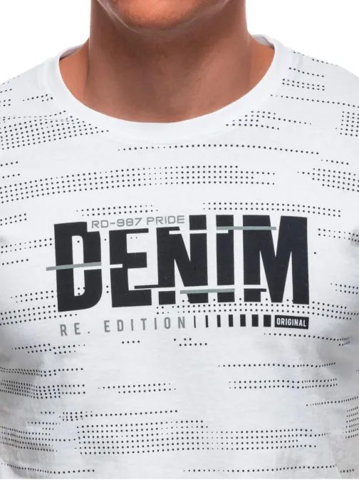 Moderné biele tričko s potlačou a nápisom  S2038