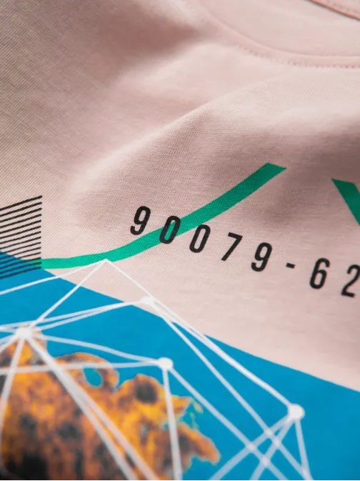 Trendy ružové tričko s nápisom V2 TSPT-0128