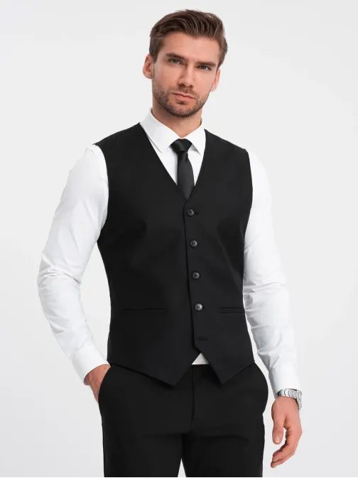 Trendy čierna elegantná vesta V4 BLZV-0112