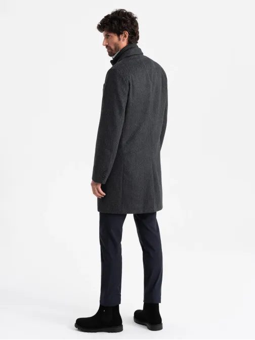 Jedinečný grafitový pánsky kabát V2 COWC-0121