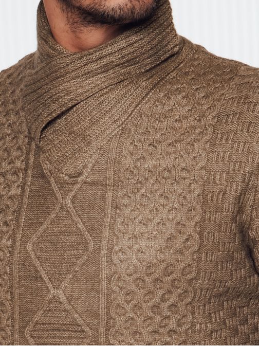 Béžový pánsky sveter s vysokým golierom