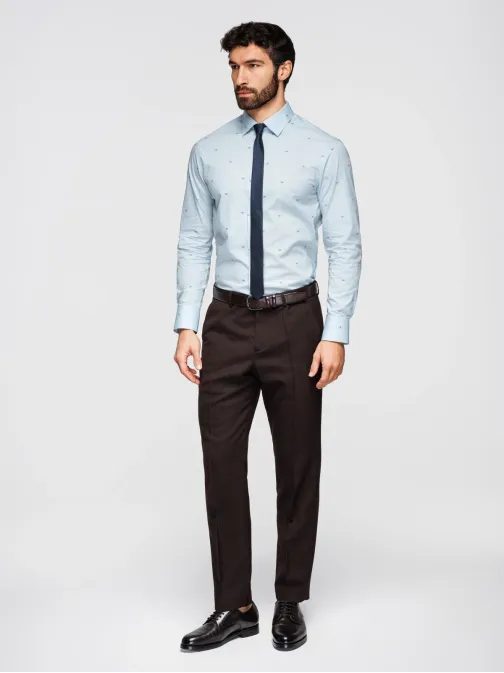 Vzorovaná pánska modrá košeľa  V1 K696