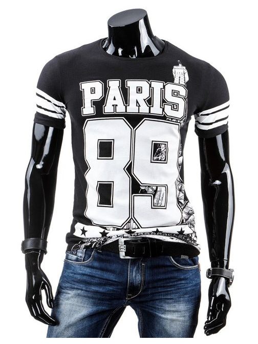 Čierne pánske tričko s nápisom PARIS