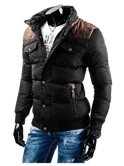 Čierna bunda pre pánov na zimu