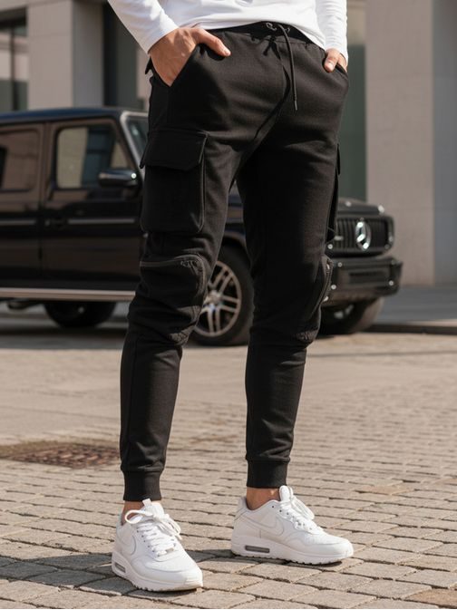 Nadčasové čierne joggery s vreckami
