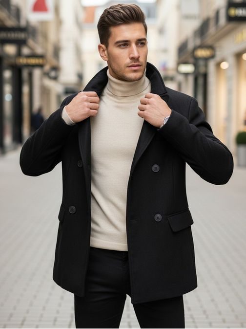 Moderný čierny kabát