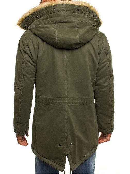 Prechodná khaki bunda s kožušinovou kapucňou J.STYLE 3148