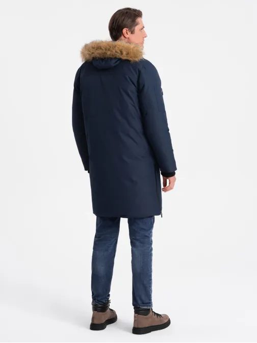 Zimná originálna tmavomodrá prešívaná parka V1 JALJ-0148
