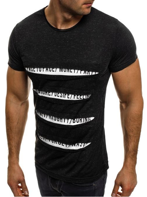 Čierne tričko s potrhaným dizajnom MADMEXT 1881
