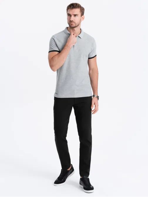 Nadčasová pánska šedá polokošeľa V7 POSS-0113