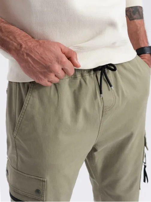 Trendové khaki joggery V1 PAJO-0125
