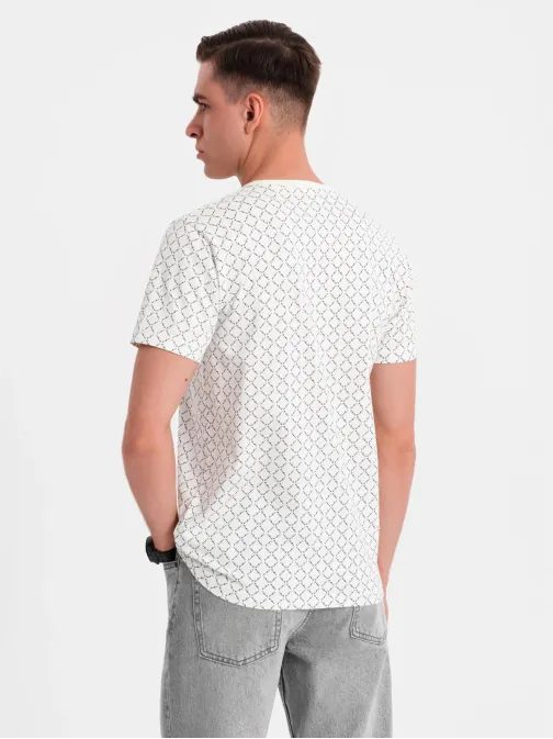 Pánske biele  tričko s trendy potlačou V3 TSFP-0250