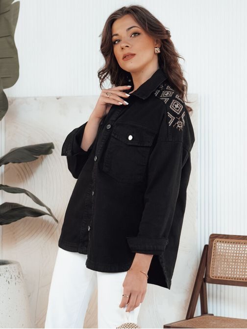 Nadčasová dámska čierna košeľová bunda Ancient