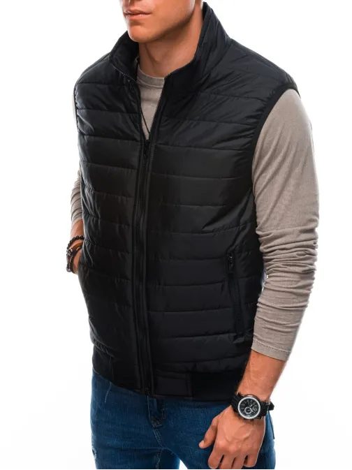 Pánska čierna prešívaná vesta V59