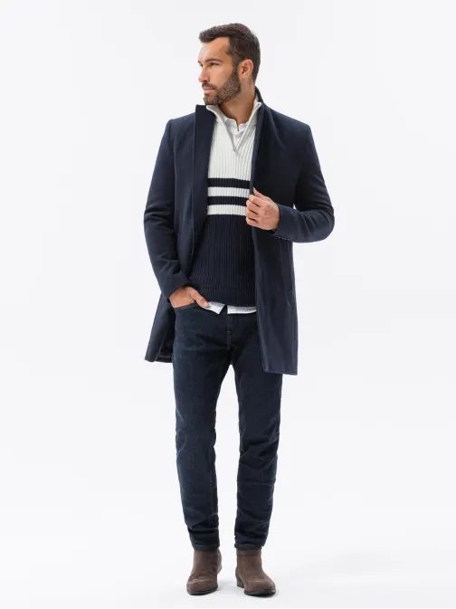 Granátový elegantný kabát C536