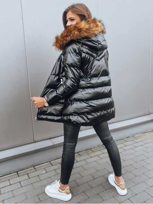 Neobyčajná dámska prešívaná bunda v čiernej farbe Gisel