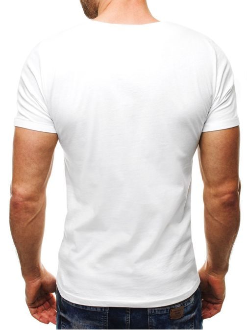 Bavlnené biele tričko s krémovou potlačou ATHLETIC 9504