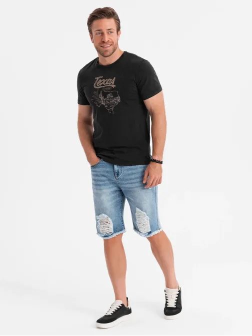 Pútavé svetlomodré rifľové kraťasy V2 SRDS-0157