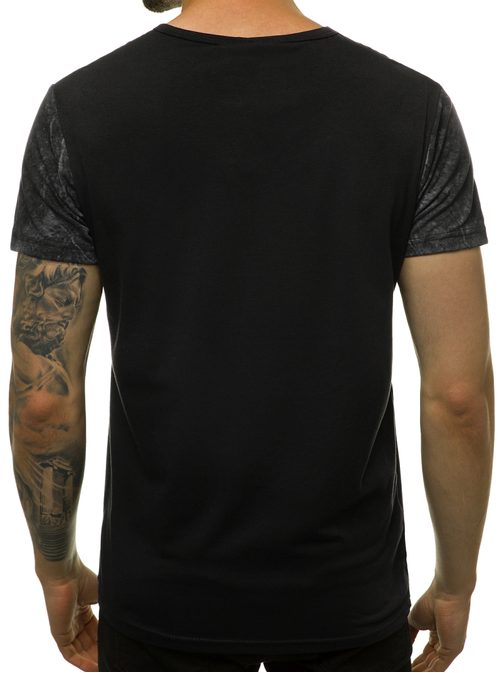 Trendové čierne tričko s potlačou JS/SS10923Z