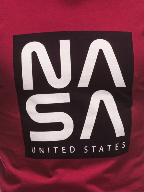 Tmavočervené tričko s nápisom Nasa L163