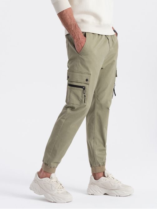 Trendové khaki joggery V1 PAJO-0125