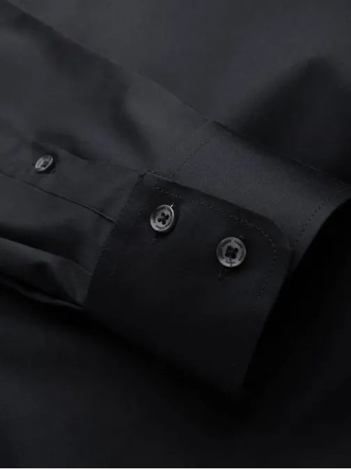 Módna čierna hladká slim-fit košeľa V4 SHCS-0176