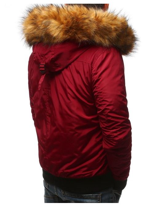 Zimná červená bunda s kapucňou