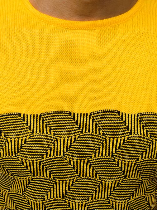 Vzorovaný žltý pánsky sveter O/2030/19Z