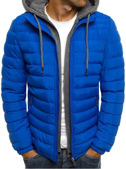 Trendy nebesky modrá pánska bunda s kapucňou J.BOYZ X1012K
