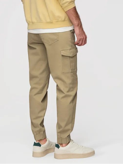 Olivové moderné pánske cargo nohavice V1 PAJO-0290