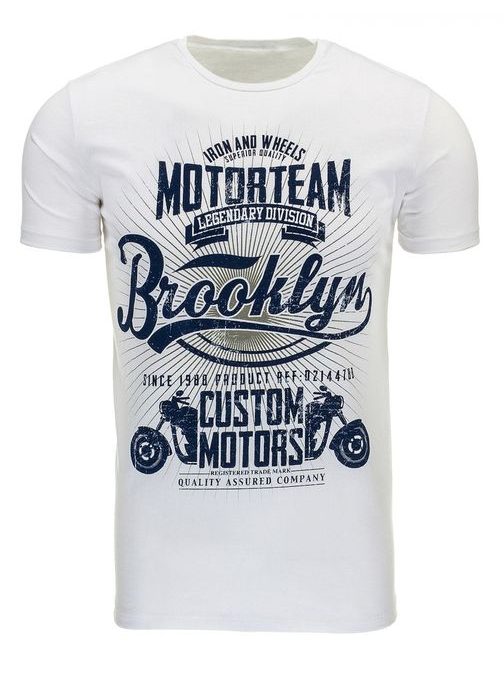 Pánske biele tričko s nápisom Brooklyn