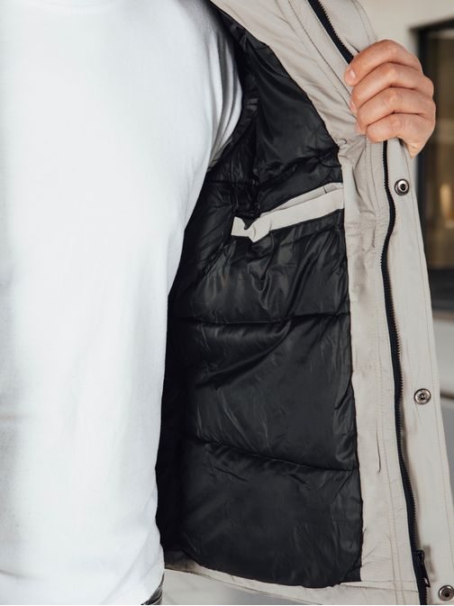 Teplá sivá pánska bunda na zimu