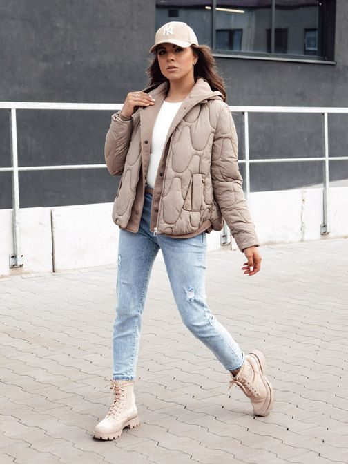 Štýlová dámska kamelová zimná bunda Windglam