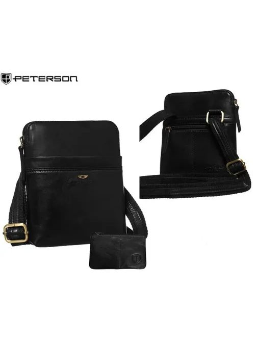 Pánska čierna kožená taška s púzdrom