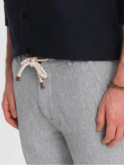 Šedé pletené elegantné kraťasy V1 SRCS-0130