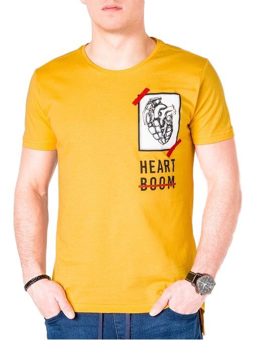 Zaujímavé pánske tričko žlté s984