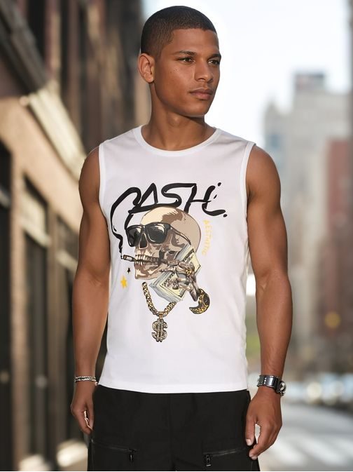 Biele pánske tielko s originálnou potlačou