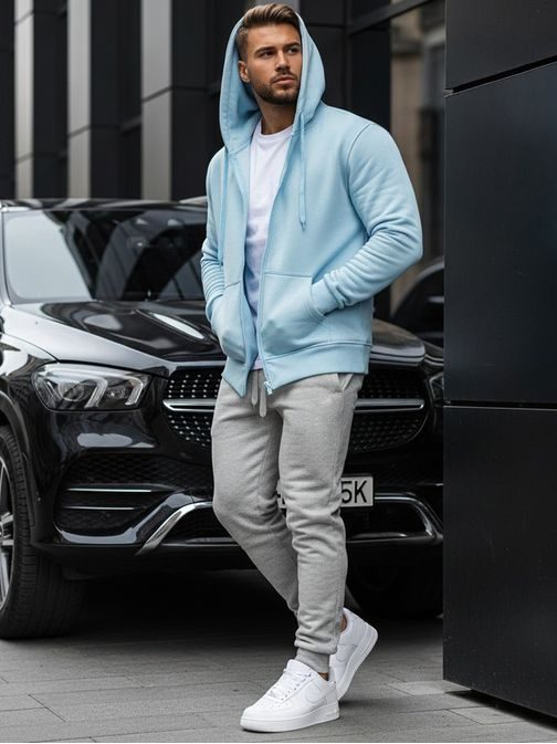 Svetlo modrá jednoduchá pánska mikina