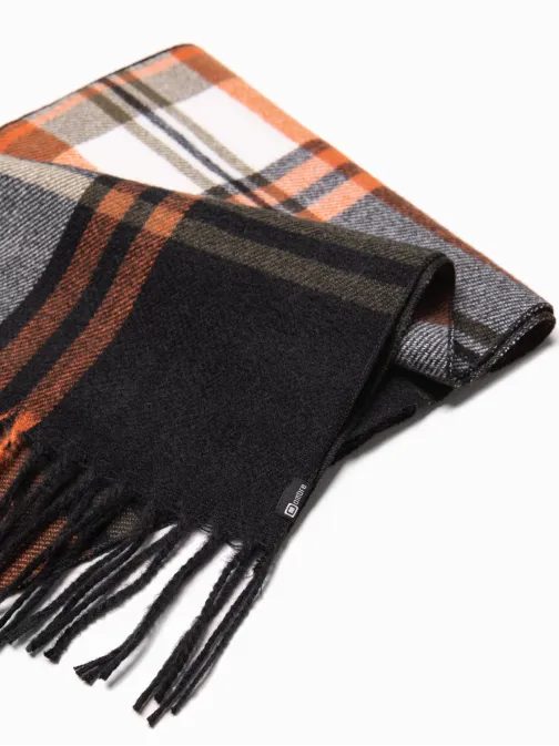 Nádherný čierno-olivový pánsky šál A408